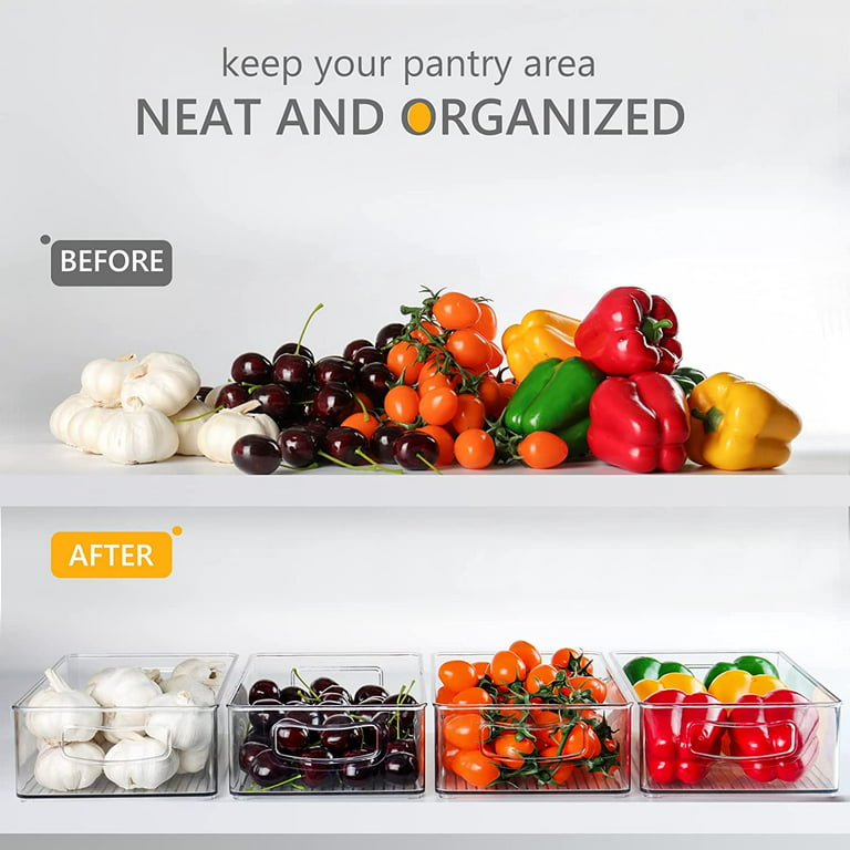 WEJIPP Freezer Organizer Bins Food Storage Container Refrigerator Organizer Bins with Lids Fresh Keeper Container Produce Saver Stackable