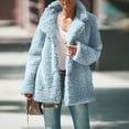 thumbnail image 3 of TKLPEHG Womens Winter Coats Long Sleeve Fleece Lapel Open Front Cardigans Coat Casual Warm Plush Jackets Outwear (Blue,XL), 3 of 4