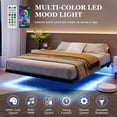 thumbnail image 2 of Amolife Heavy Duty Queen Size Floating Bed Frame with Smart LED Lights and Charging Station, Black, 2 of 13
