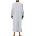 thumbnail image 3 of Lars Amadeus Nightshirt for Men's Contrast Color Banded Collar Long Sleeves Nightgown, 3 of 4