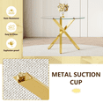 thumbnail image 5 of 39" Round Dining Table for 4, Tempered Glass Kitchen Table, Paproos Dining Room Table, Dinner Table with Metal Legs for Kitchen, Dining Living Room, Transparent & Gold(Only Table), 5 of 7