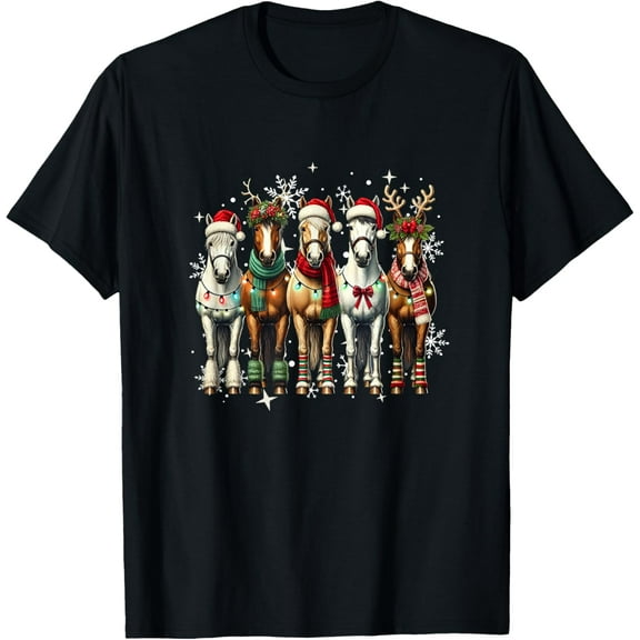 Horse Print Christmas Casual Classic T-Shirt Shirts