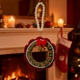 thumbnail image 4 of Christmas Wreath Garland, Rattan Ring Pendant Decor, Plastic Holiday Decoration, Red Bells and Bows, Home Door Hanging, 4 of 7