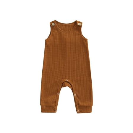 

Bagilaanoe Newborn Baby Girl Jumpsuit Summer Sleeveless Romper with Buttons+ Headband 3M 6M 12M 18M Infant Bodysuit