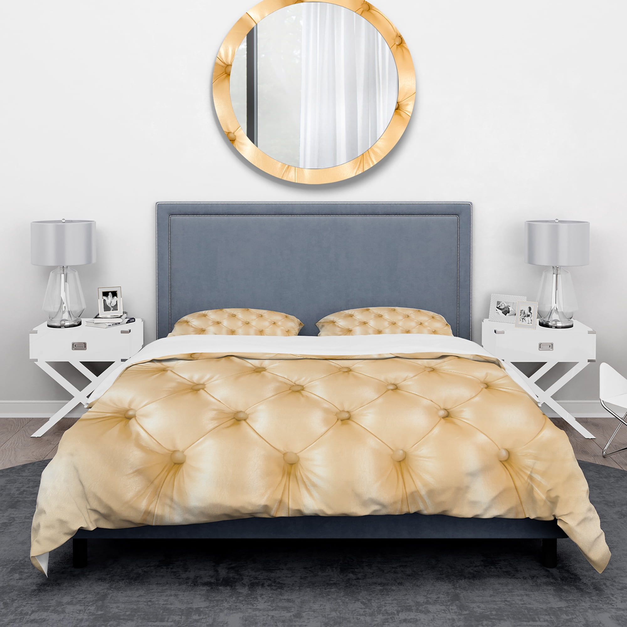 Designart 'Luxury Classic sofa Beige Leather' Modern & Contemporary Duvet Cover Set