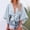 Blue, variant on Women Casual Crop Top with V-Neck Belt Short Sleeves Splice Blouse for Women Elegant Loose Shirt Top Stylish Striped Design Pink XXL