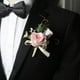 thumbnail image 1 of Zhuge Paquete de 2 broches de ramo, ramilletes, flores artificiales clásicas para novios y novias con alfiler, decoración para trajes, ramilletes para hombres, bodas, fiestas, rosa claro, 1 of 4