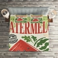 thumbnail image 2 of Ambesonne Vintage Quilted Coverlet 3 Pcs, Old Faded Funny Graphic, King Size, Green Red Ecru, 2 of 2