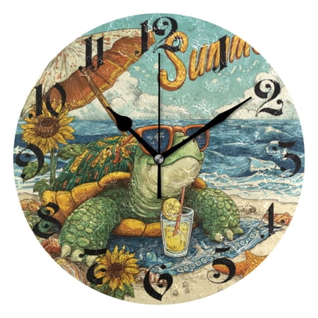 DEIARA Summer Turtle Burgundy Butterfly Wall Clock 10 in Silent Mechanism Battery Operated Retro photo DEIARA Summer Turtle Burgundy Butterfly Wall Clock 10 in Silent Mechanism Battery Operated Retro