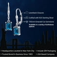 thumbnail image 2 of Gem Stone King 925 Sterling Silver London Blue Topaz Dangle Dangling Earrings for Women (2.28 Cttw, Gemstone November Birthstone, Emerald Cut 7X5MM), 2 of 5