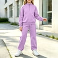 thumbnail image 2 of ITSAME Girls Outfit 2-Piece Half Zip Mock Neck Sweatshirt and Sweatpants Fall Winter Athletic Casual Set Size 10, 2 of 7