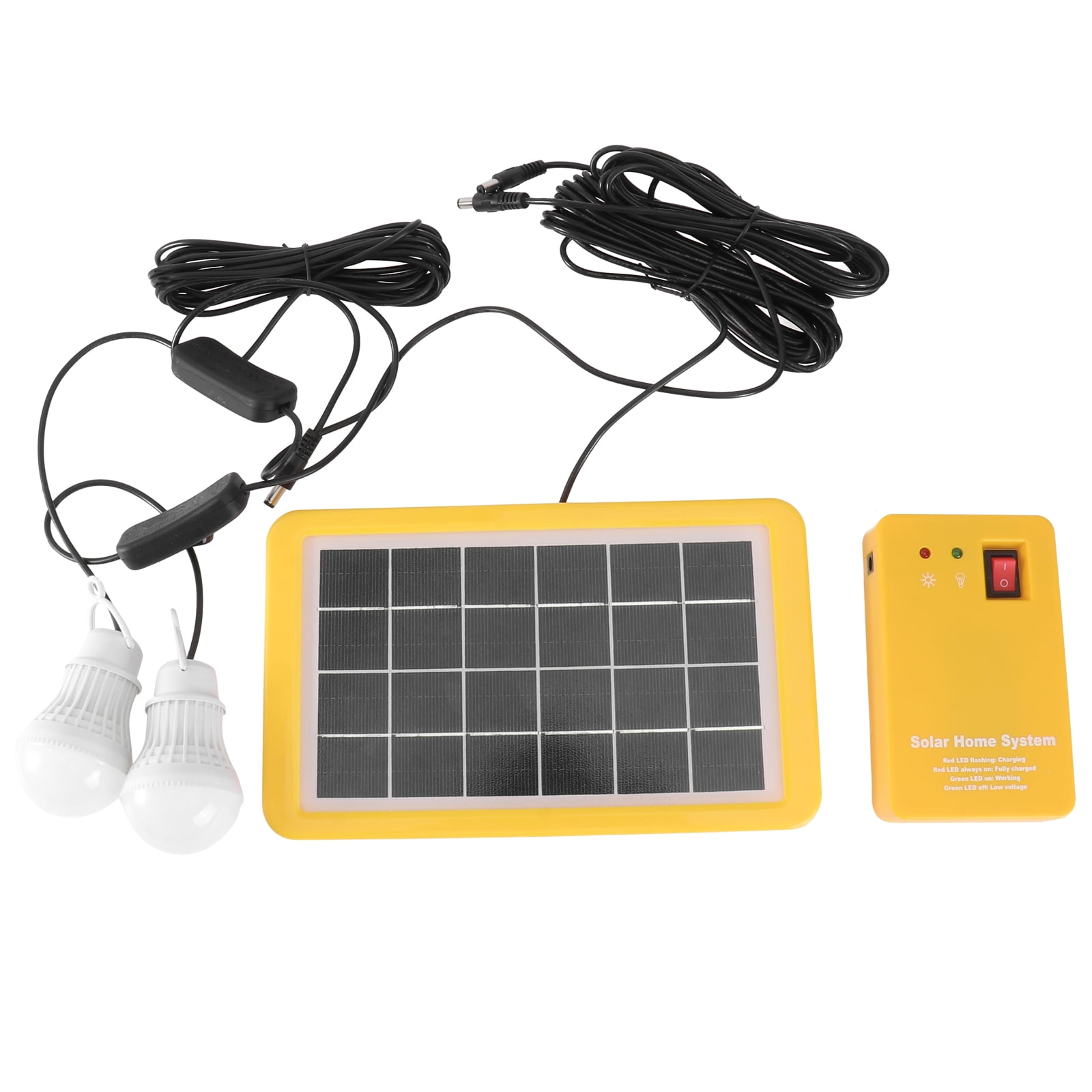 Portable Solar Panel Power Generator LED Light Bulb USB Charger House System Kit