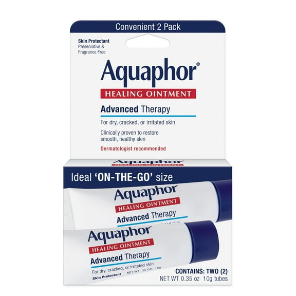 Aquaphor Healing Ointment Skin Protectant for Dry, Cracked, Irritated Skin, 0.35 oz, 2 pack