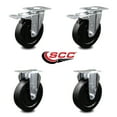 thumbnail image 2 of 5 Inch Soft Rubber Swivel Top Plate Caster Set 2 Lock Brakes 2 Rigid SCC, 2 of 2