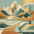 thumbnail image 3 of Ambesonne Mid Century Modern Boho Duvet Cover Set, Landscape, Queen, Amber Teal Burnt Orange, 3 of 6