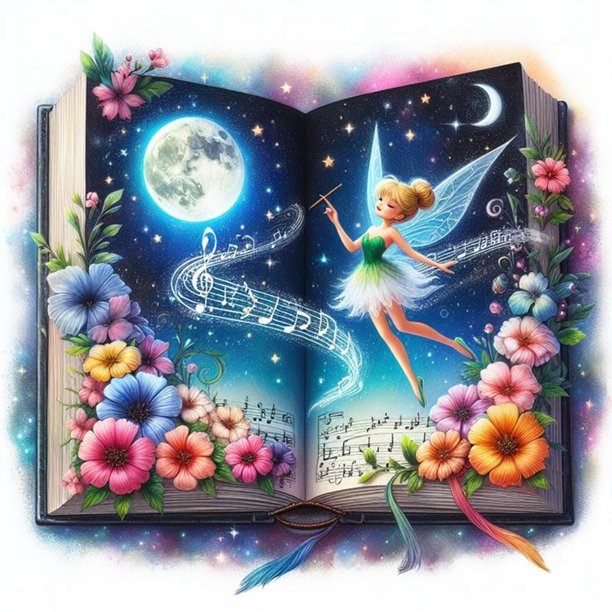 5D DIY Taladro Diamante Pintura Hadas en Libro Kit 40x40cm