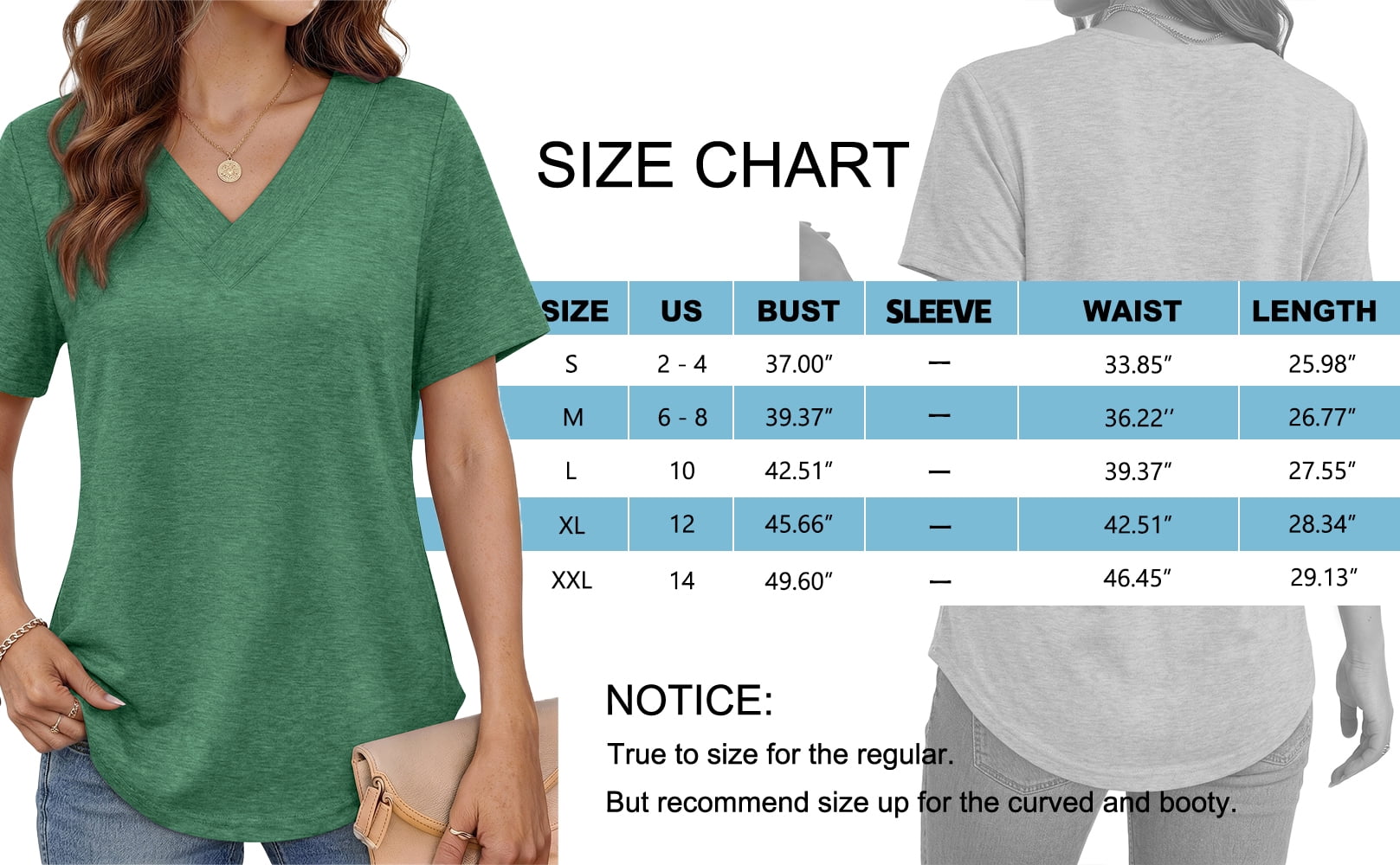 MOSHU Deep V Neck Womens Tops Curved Hem Shirts for Women Fashion Trendy Blouses Casual Loose Fit Tees Tops