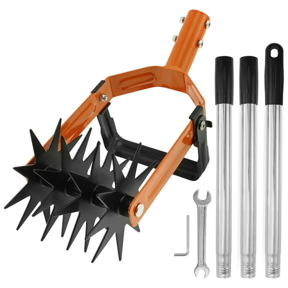 Sutowe Rotary Cultivator Tiller Stainless Steel Handle Rotary Tiller Adjustable Length Garden Cultivator with Long Handle for Soil