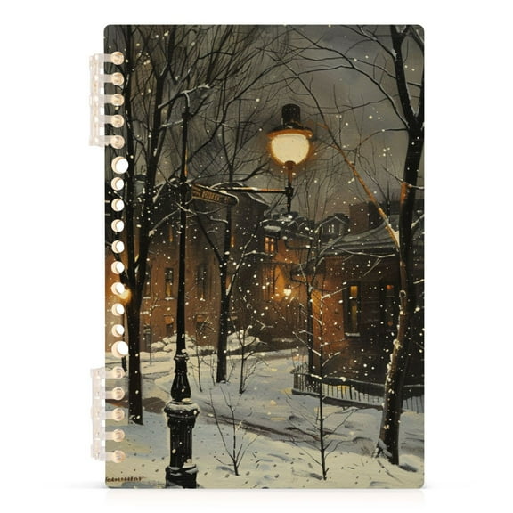 Street Light Trees Ring Binder Notebook Journey Note Diary College Ruled Spiral Notebook Study Loose Leaf Paper A5 60 Pages