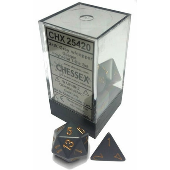 Chessex Dice: Opaque Polyhedral Dark Grey/Copper (7)