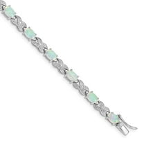 Primal Silver Sterling Silver Rhodium Plated 7 Inch Created Opal XO Bracelet