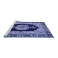 thumbnail image 2 of Ahgly Company Machine Washable Indoor Square Medallion Blue Traditional Area Rugs, 4' Square, 2 of 4