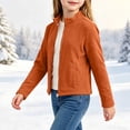 thumbnail image 5 of fatyb Kids Girls Fleece Jacket Zip up Sherpa Lined Cropped Coat Stand Collar Long Sleeve Warm Outerwear, 5 of 7