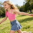 thumbnail image 6 of Amidoa Girls 2 Piece Outfits Summer Clothes Tank Top Cotton Short Sleeve Solid Color T-Shirt and Casual Shorts Kids Clothing Sets Hot Pink Size 8, 6 of 9