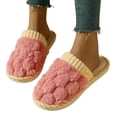 thumbnail image 5 of Viluyesy Womens Scuff Slippers Braided Fuzzy Plush Corduroy Trim Closed Toe Non Slip Warm Indoor House Slides Pink Size 6-7, 5 of 6