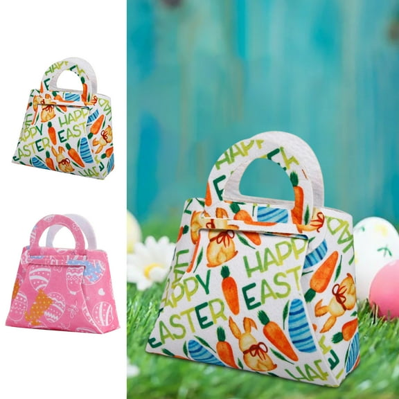 Easter Felt Basket Handbag Hand-Making Party Gift Bag Easter Day Decorations Cute Eggs Basket Candy Bag Easter Supplies Gift for Adults