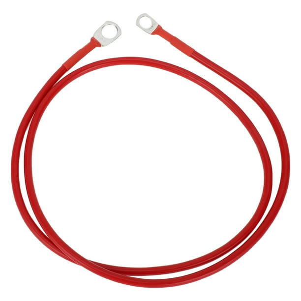 Unique Bargains 1 Pc Cable Inversor de Batería 10 AWG Gauge 3FT 3/8" Lug 5/16" Lug Cable de Batería Universal para Automóvil Vehículo Barco RV Solar Cobre Estañado Rojo
