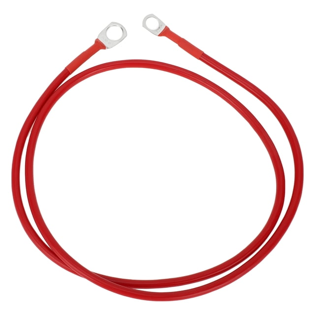 Unique Bargains 1 Pc Cable Inversor de Batería 10 AWG Gauge 3FT 3/8" Lug 5/16" Lug Cable de Batería Universal para Automóvil Vehículo Barco RV Solar Cobre Estañado Rojo