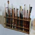 thumbnail image 6 of Holloyiver Wooden Paint Brush Holder for 67 Brushes, Desk Stand Paintbrush Organizer, Holding Rack for Pens, Paint Brushes, Colored Pencils, Markers, 6 of 9