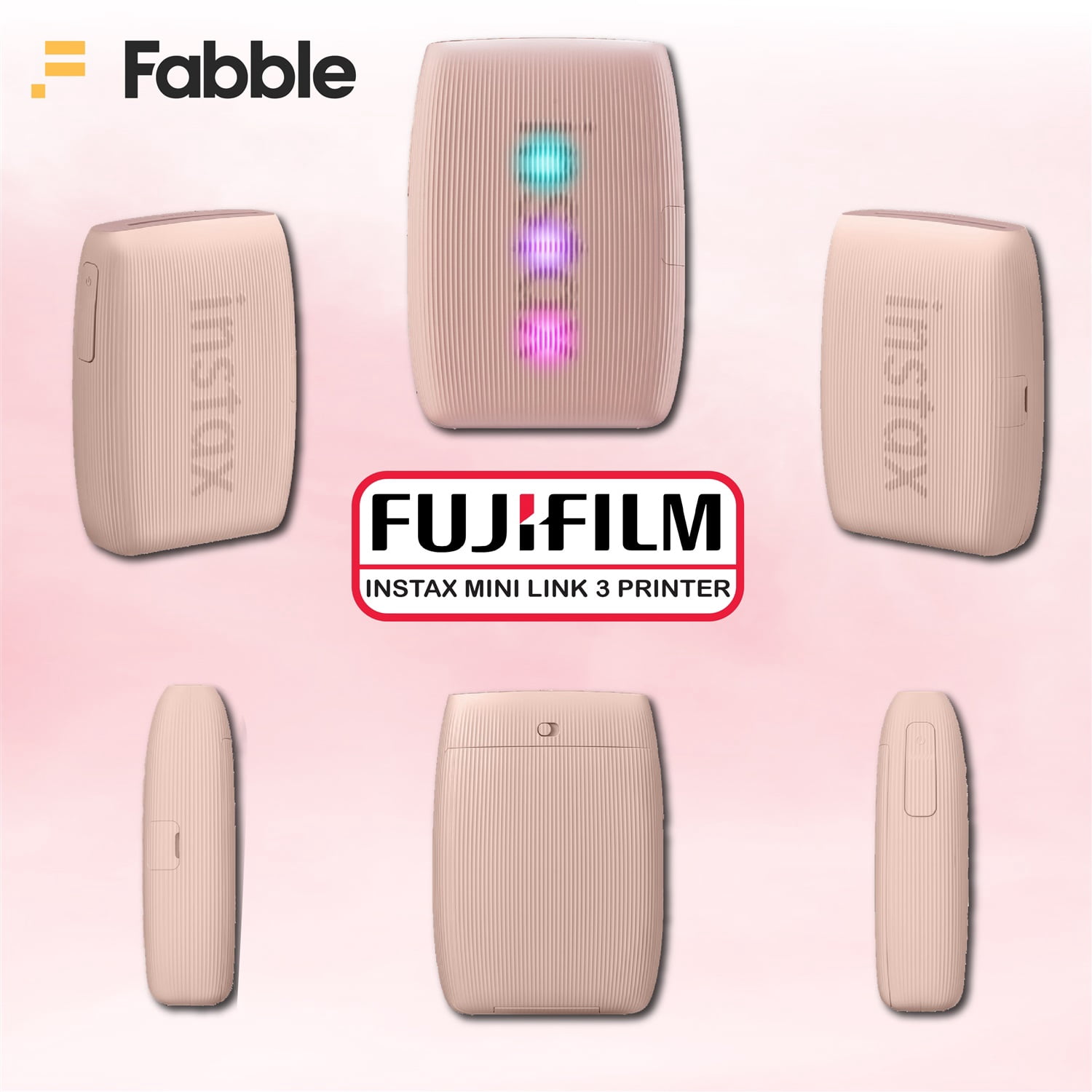 Fujifilm Instax Mini Link 3 Smartphone Printer – Rose Pink Bundle with a Protective Case, Twin Pack Instant Film (20 Sheets), Hanging Photo Frames, and Premium Microfiber Cleaning Cloth