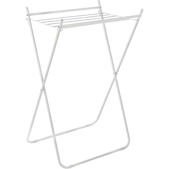 Easy-Fold Collapsible Clothes Drying Rack – Sturdy Metal Laundry Rack, Holds 40 lbs., Space-Saving Clothes Rack, Towel Rack, Foldable Laundry Drying Rack for Indoor/Outdoor Use – White