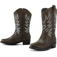 thumbnail image 6 of Kushyshoo Cowboy Boots for Girls and Boys Western Mid-Calf Dark Brown Cowgirl Boots Riding Shoes Size 11, 6 of 6