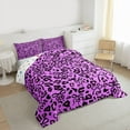 thumbnail image 3 of jejeloiu Cute Cartoon Bowknot Full Size Comforter Sets,Jungle Animal Cheetah Bedding Comforter Set,Purple Black Bedding Sets For Adult,Super Cozy Room Decor Reversible,3-Piece, 3 of 8