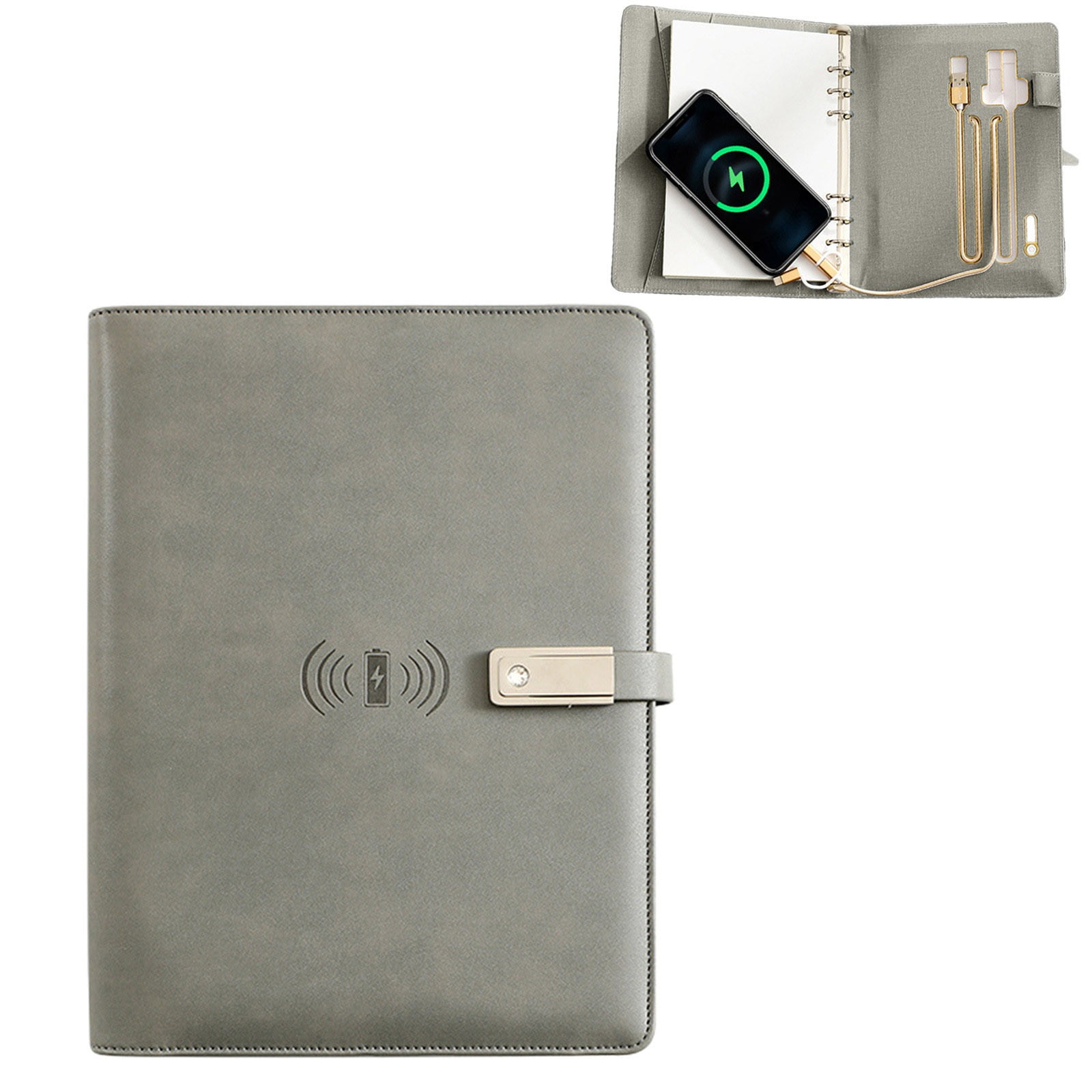 LYINGF A5 Notebook with Built-In Wireless Charging and USB Drive, Replaceable Paper Notebook That Can Both Write and Charge, Personalized Notebook for Work, Travel, Business, Gift, Office