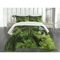 thumbnail image 3 of Ambesonne Tropical Quilted Bedspread Set 3 Pcs, Rainforest Fall River, King Size, Green, 3 of 5