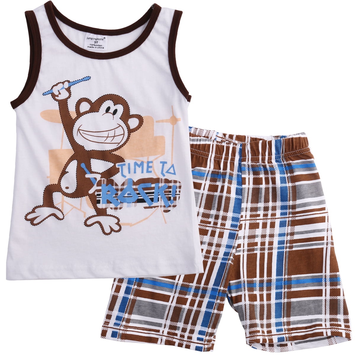 2pcs Kids Boys Girls Pajamas Set T-Shirt Tops Shorts Pants Outfit Sleepwear