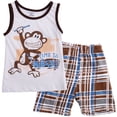 thumbnail image 1 of EYIIYE Ensemble d'Été 2 Pcs pour Bébés Garçons T-Shirt Imprimé Monkey + Shorts, 1 of 6