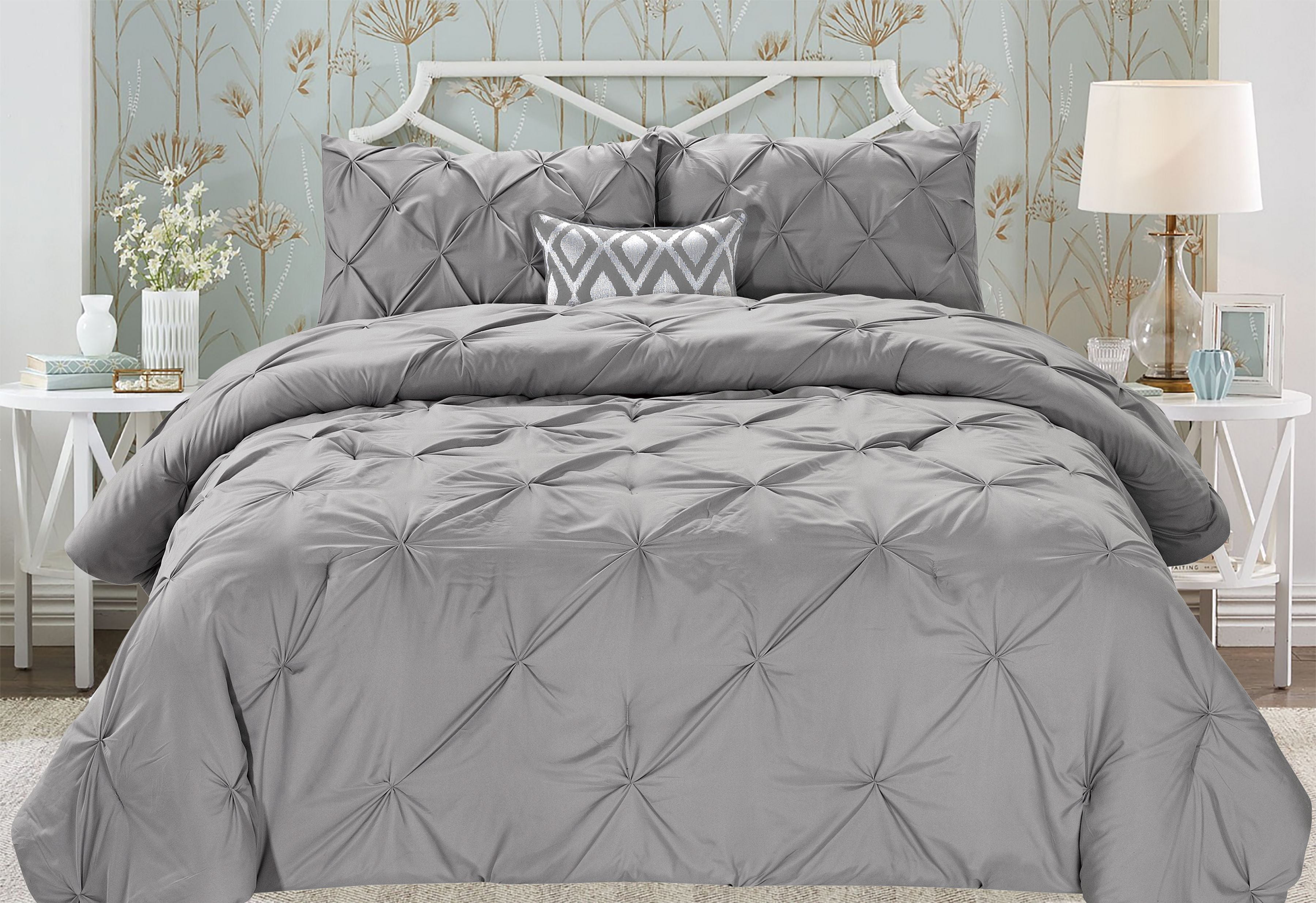 Unique Home Comforter 2 Piece Pinch Pleat Modern Clearance Comforter
