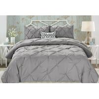 Unique Home Comforter 2 Piece Pinch Pleat Modern Clearance Comforter Set Fade Resistant, Wrinkle Free, No Ironing Necessary, Super Soft (Twin, Grey)