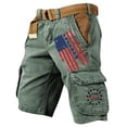 thumbnail image 3 of Men's Vintage Washed Cargo Shorts with America 250 Years Graphic and Utility Pockets Featuring Loose Fit Design for Summer Fishing Army Green L, 3 of 5