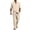 Khaki, variant on Glisme Mens 2 Piece Sets Summer Outfits Breathable Linen Long Sleeve Shirt With Button And Comfortable Pants For Home Yoga Casual Wear Outdoor Beach Fashion Clothing Set Grey