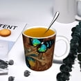 thumbnail image 5 of Yiaed Vintage Butterfly Green Print Ceramics Coffee,Large Handle Design,Extra Large Tea and Coffee Cup for Office and Home Mugs, 5 of 6