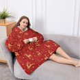 thumbnail image 5 of Oversized Wearable Blanket Hoodie,Red Christmas Golden Reindeer Pattern Sherpa Blanket Hoodie with Super Pockets,Super Warm Fuzzy Pullover for Women & Men, 5 of 6