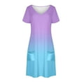 thumbnail image 4 of Vestido Corto de Verano Moda Gradiente Corto de Manga en V Cuello Vestido Casual, Poliéster Ligero de Verano, Lavado de Manos, 4 of 9