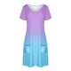 thumbnail image 4 of Vestido Corto de Verano Moda Gradiente Corto de Manga en V Cuello Vestido Casual, Poliéster Ligero de Verano, Lavado de Manos, 4 of 9