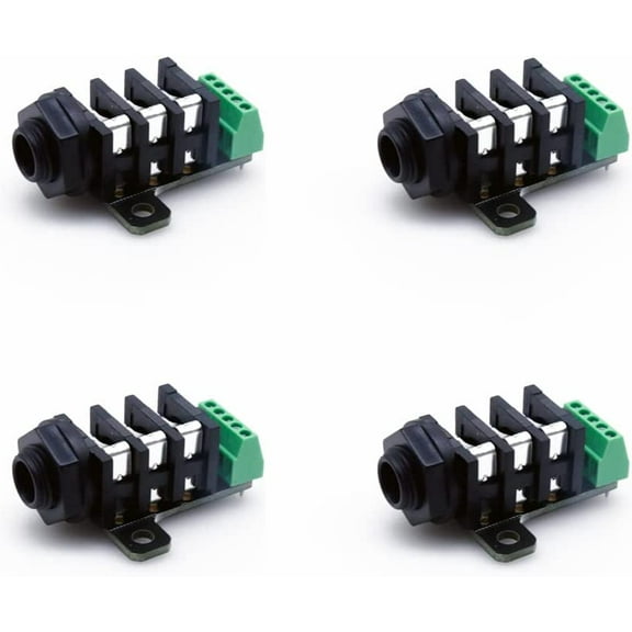 Treedix 4PCS TRS Jack Breakout Board PCB Pannel Mount 6pin 1/4'' 6.35mm Female Socket Stereo Headphone Jack